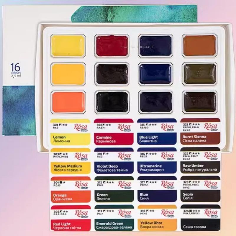 16/24 Color Ukraine White Night Full Block Solid Watercolor Paint Set Student Grade Art Watercolor Painting Creation Supplies