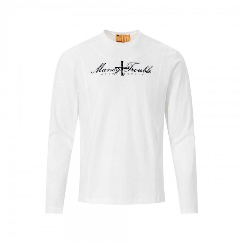 Mens Long Sleeve T Shirt Vintage Letter Print Streetwear Casual Loose Fit Basic Top Teens