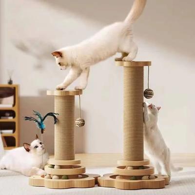 Игрушка для кошек, прочная деревянная 4-в-1 поворотная когтеточка, прочная сизаль, когтеточка, дерево, принадлежности для лазания для кошек, столбик для захвата