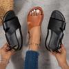 Fashion Flat Sandals Women New Summer Shoes 2024 Solid Casual Sandales Femmes Back Buckle Pu Laides Shoes New Roman Sandalias Femininas