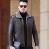 Middle-aged and Elderly Men's Plus Size Genuine Leather Jacket Men's Casual Lapel Fur One-piece Coat Thickened Sheepskin Jacket Winter