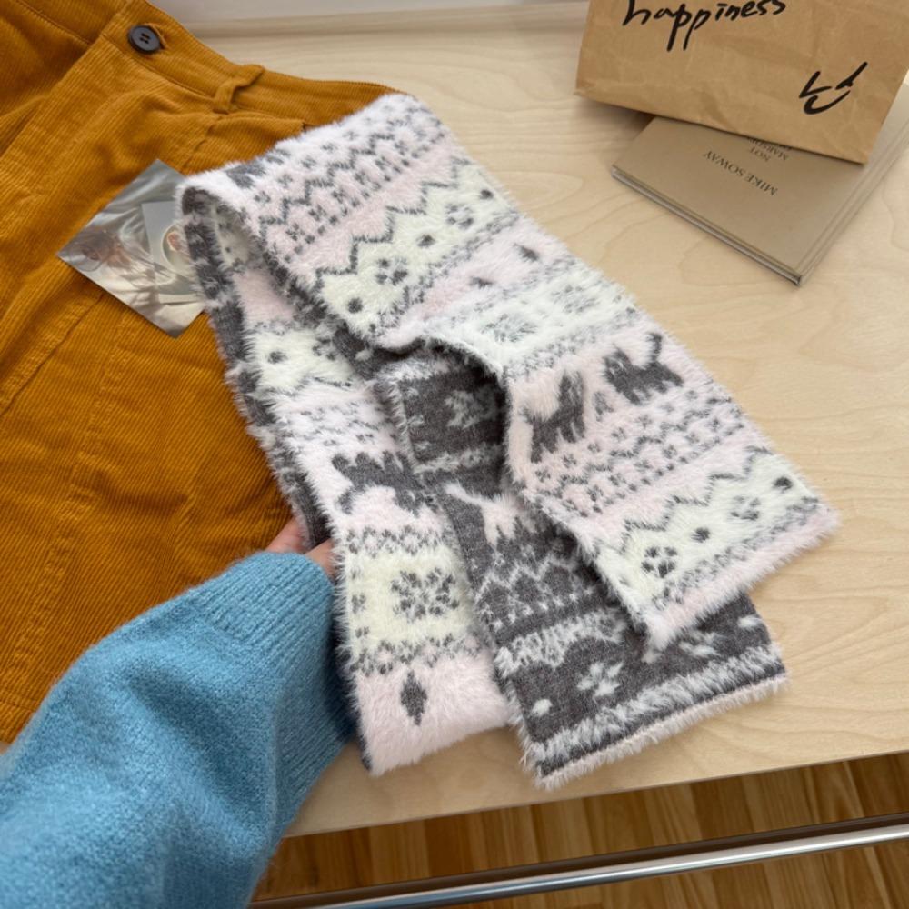 Fair Isle Style Winter Cashmere Scarves Snowflake Wool Shawl Jacquard Knitted Scarf Autumn Winter