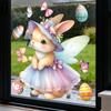 Easter 2026 Window Stickers Cute Angel Bunny Static Cling Decals for Bedroom Living Room Home Decor