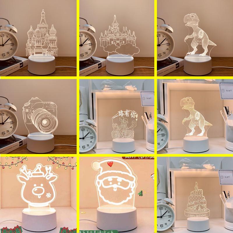 2022 Acrylic 3D Led Cordless Sleeping Kid Bedroom Small Led Lamp Base Night Light With