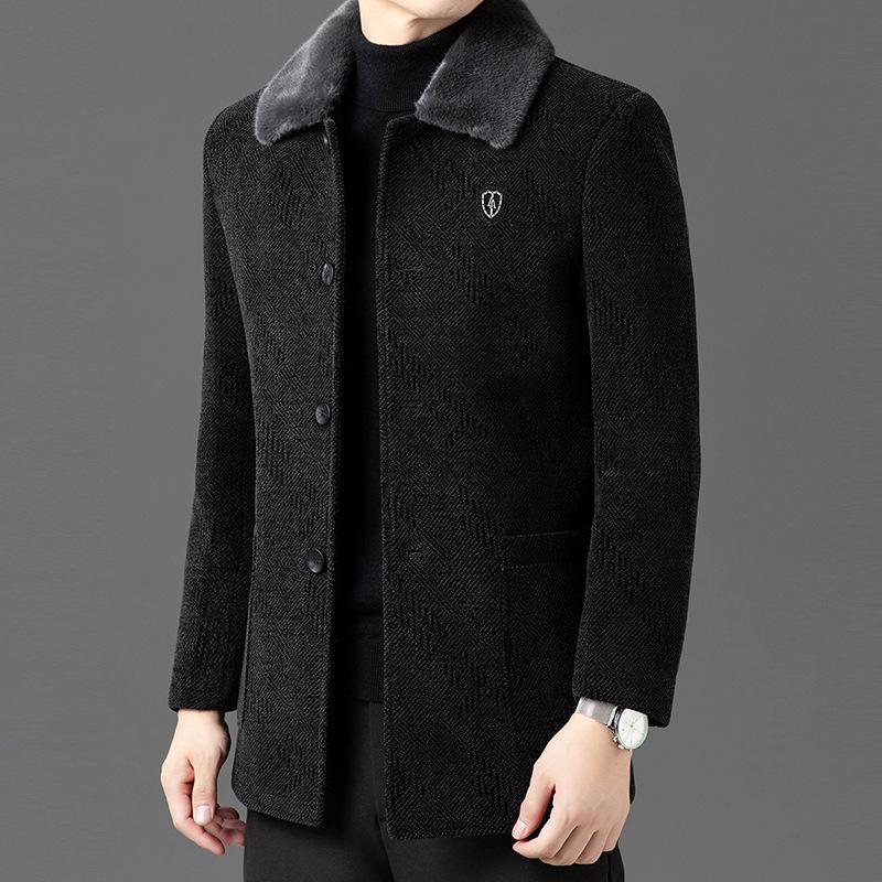 High-end Woolen Coat Men's Coat Top Lapel Jacket Spring and Autumn New Fashion Casual Woolen Jacket Men