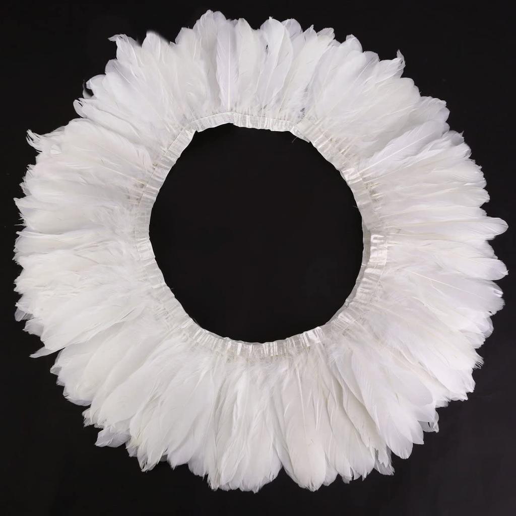 2M/5M/10M White Real Goose Feather Trims Width 15-20cm Goose Feather Ribbon Dyed Clothes Party DIY Craft Dress Sewing Accessory
