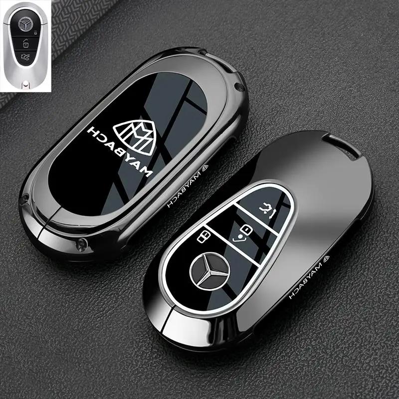 PZQ2 Alloy Style Car Key Case Cover Shell For Mercedes Benz A C E S G Class GLC CLE CLA GLB GLS W177 W205 W213 W222 X167 AMG Keychain