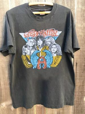 Aerosmith Группа 70-х 80-х Ретро Ремейк Угольно-серый Футболка Мужская Женская S-5XL Унисекс Футболка