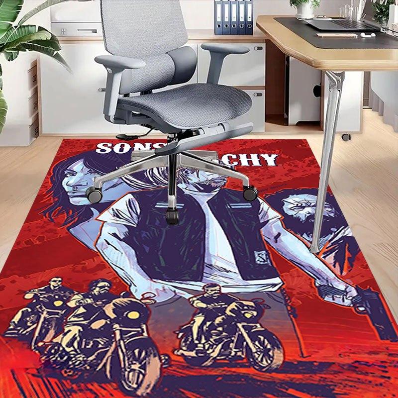 1pc Sons of Anarchy themed Office Carpet Chair Mats - durable polyester rug for home theater, office, dorm room decor - tA06
