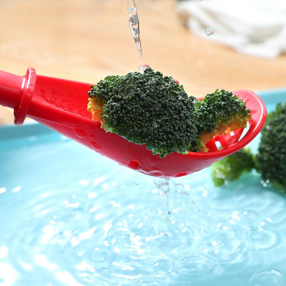 2Pcs Heat Insulated Handle Filter Spoon Uniform Filter Holes Draining Skimmer Sieve Spoon Filtering