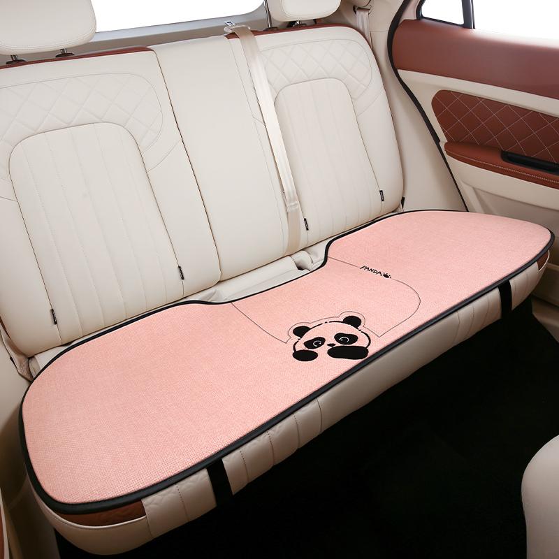 New Linen Cartoon Panda Car  Seat Cushion Non-slip Breathable Universal Car Seat Cover for Most Cars All Seasons Universal