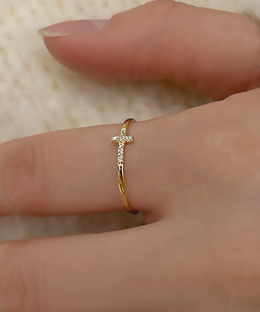 Helene Jewelry Кольцо Мини-Крестик из Серебра 925 пробы (Тип C)