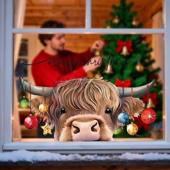 Набор рождественских наклеек Легко снимаются Мультяшные наклейки на окна в форме животных Украшение для дома, вечеринки, фестиваля, Рождества