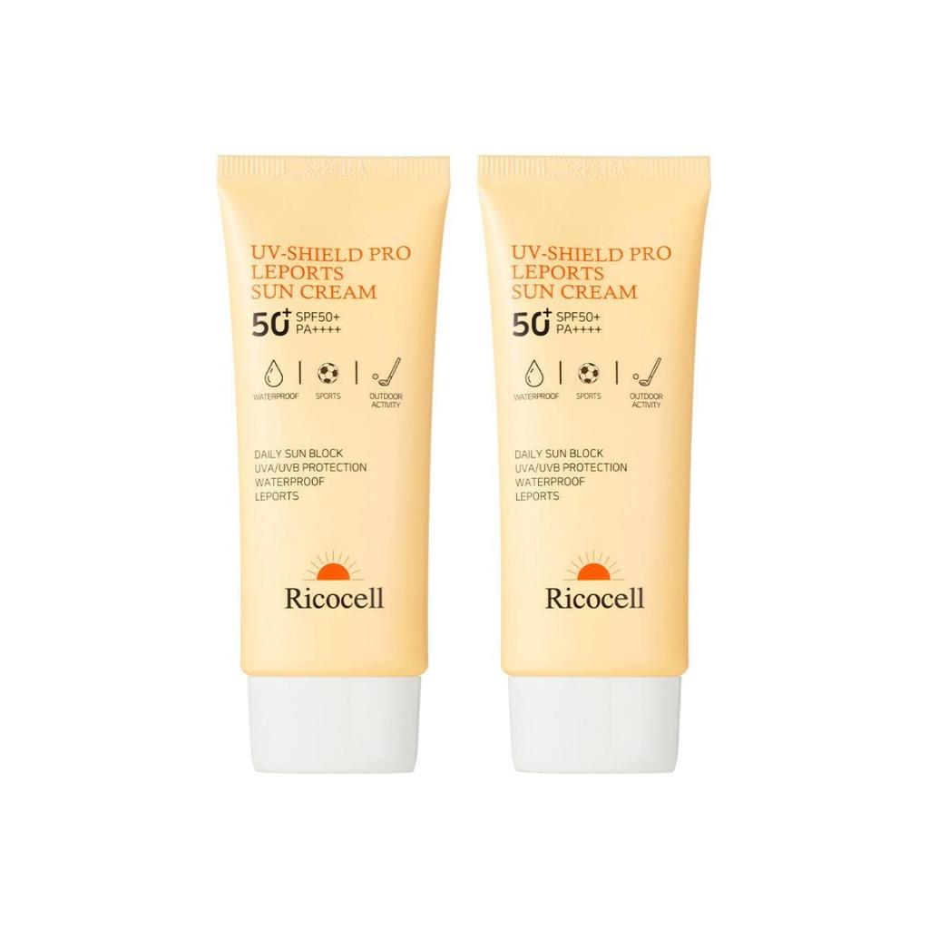 RICOCELL UV Shield Leports Sun Cream SPF50+ PA++++ High Protection - Sweatproof & Waterproof (70ml x 2pcs)