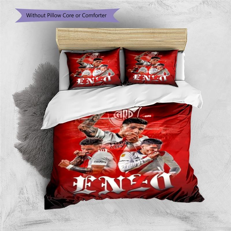 Soccer Player Enzo Red Team Collage Print 3 Pieces Duvet Cover Set Football Fan Bedding Bedroom Home Decor Without Pillow Core Comforter