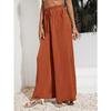 Summer Women's High Waist Casual Pant Solid Colour Elastic Waist Tie Belt Loose Wide Leg Pants