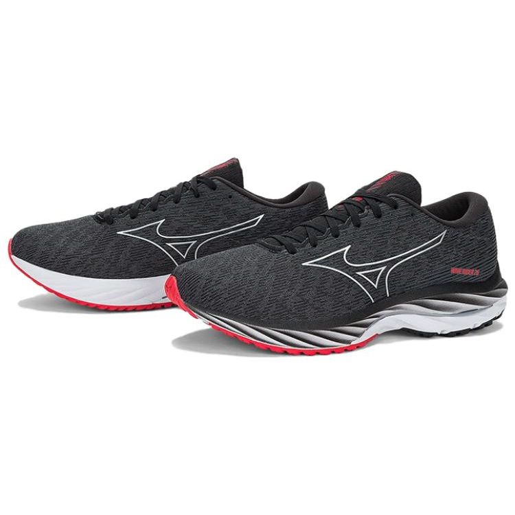 Mizuno Wave Rider 26 Шнуровка Нескользящие Износостойкие Низкие Кроссовки для Бега Унисекс кроссовки Черный Красный J1GC220352
