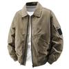 Unisex Casual Cotton Bomber Jacket - Solid Color, Lapel, Spring/Autumn, Loose Fit