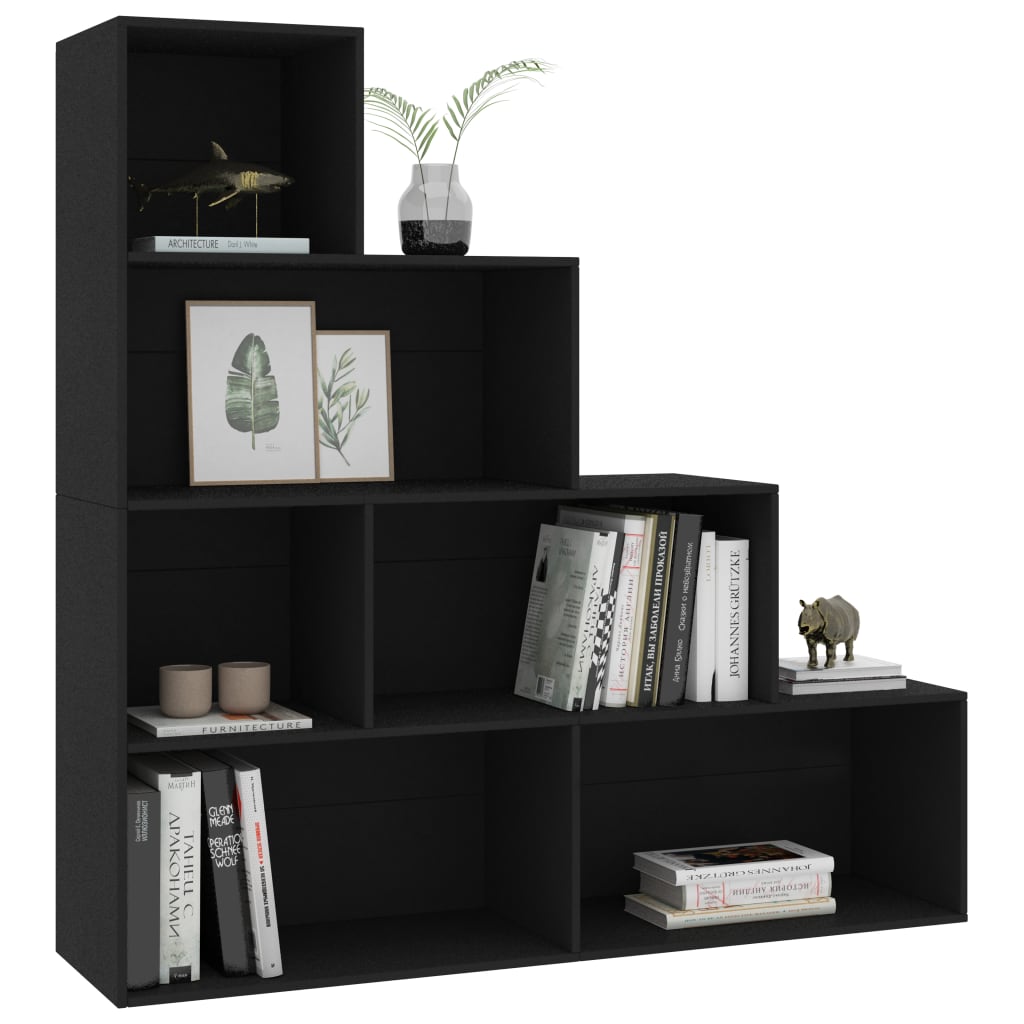 Bookshelf Room Divider Black 155 x 24 x 160 cm Engineered Wood
