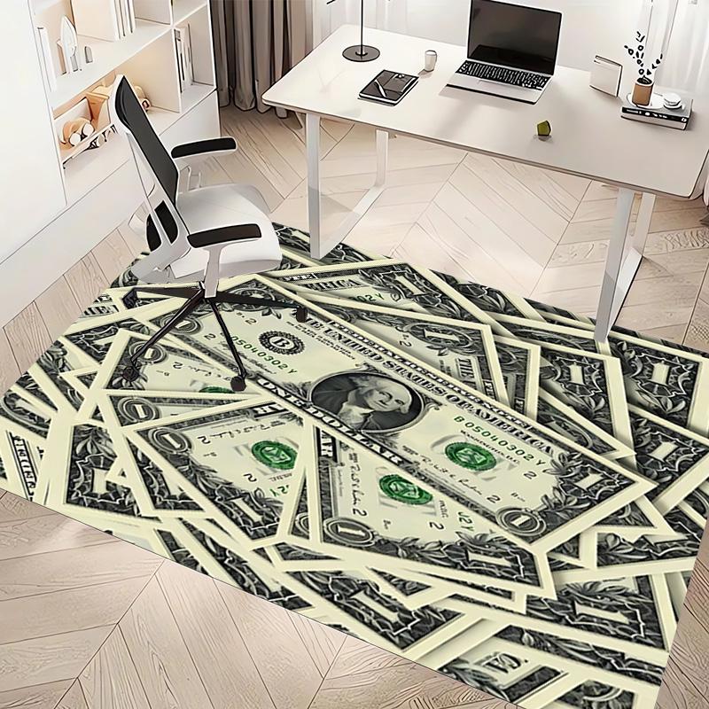 1pc Dollar Print Area Rug - Soft, Washable Non-Slip Indoor Mat, Living Room, Home Office Decorative Rug,Office Decorative