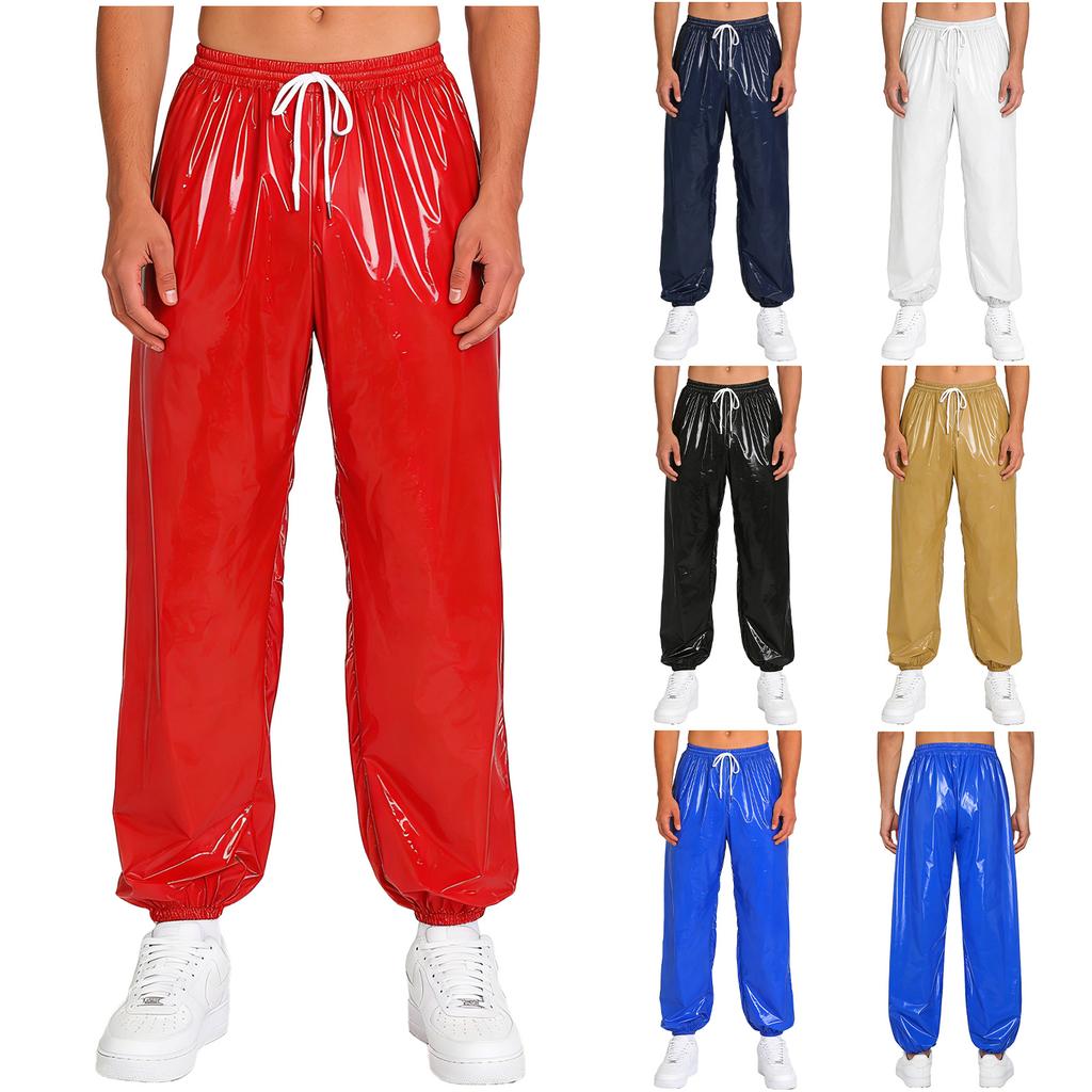 Mens Waterproof Jogging Pants Drawstring Elastic Waistband Side Pockets Track Pants