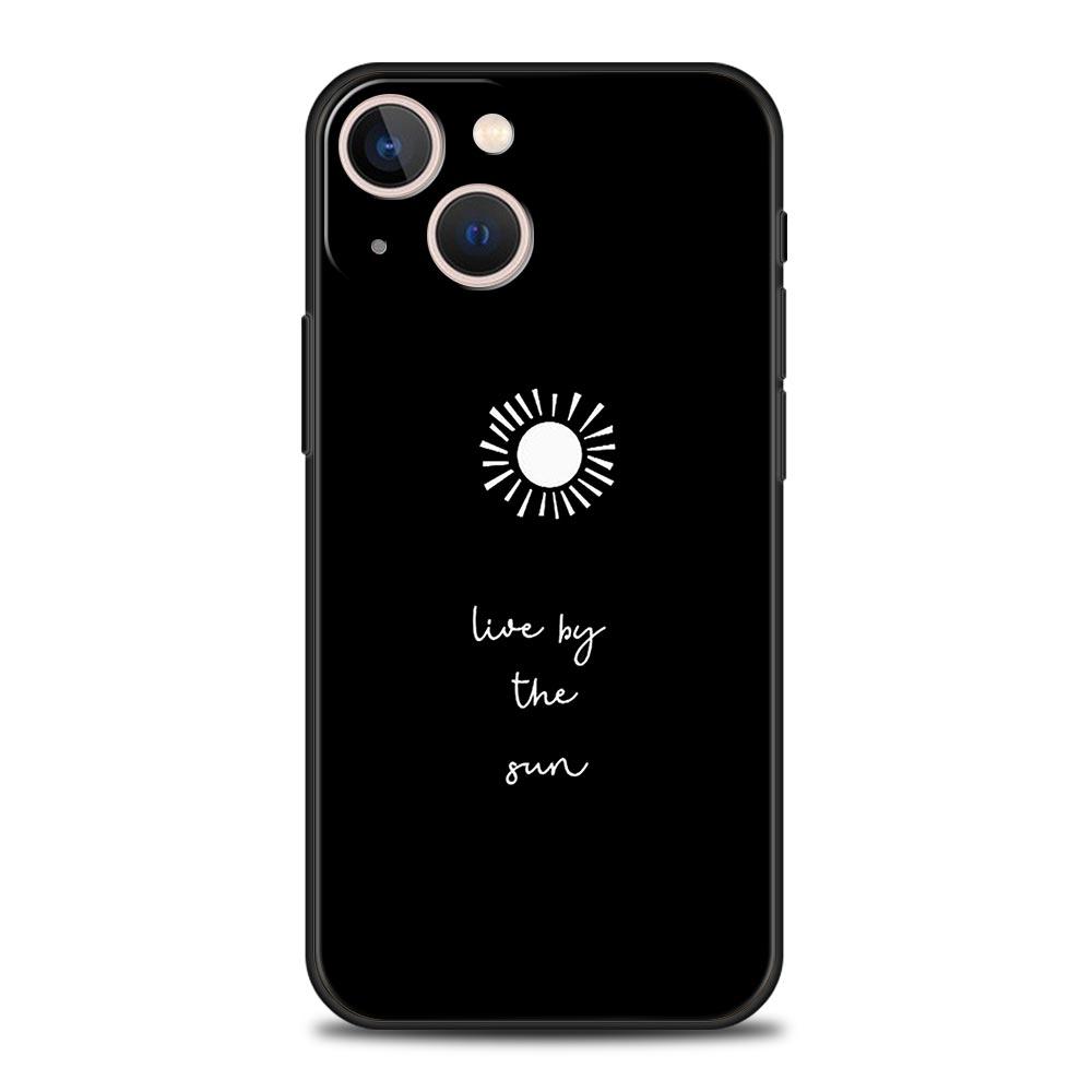 Couple Black and White Love Sun Moon Luxury Phone Case For iPhone 13 15 14 12 11 Pro MAX XR X SE XS 7 8 Plus Silicone Cover