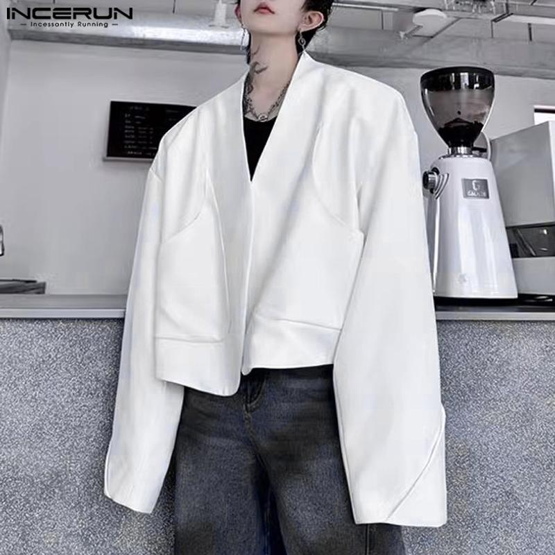 INCERUN Мужские свободные кардиганы с длинным рукавом и открытым передом, короткие пальто