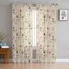 Retro Floral Wildflowers Sheer Curtains for Bedroom Living Room Decoration Window Curtain for Kitchen Tulle Voile Organza Drapes