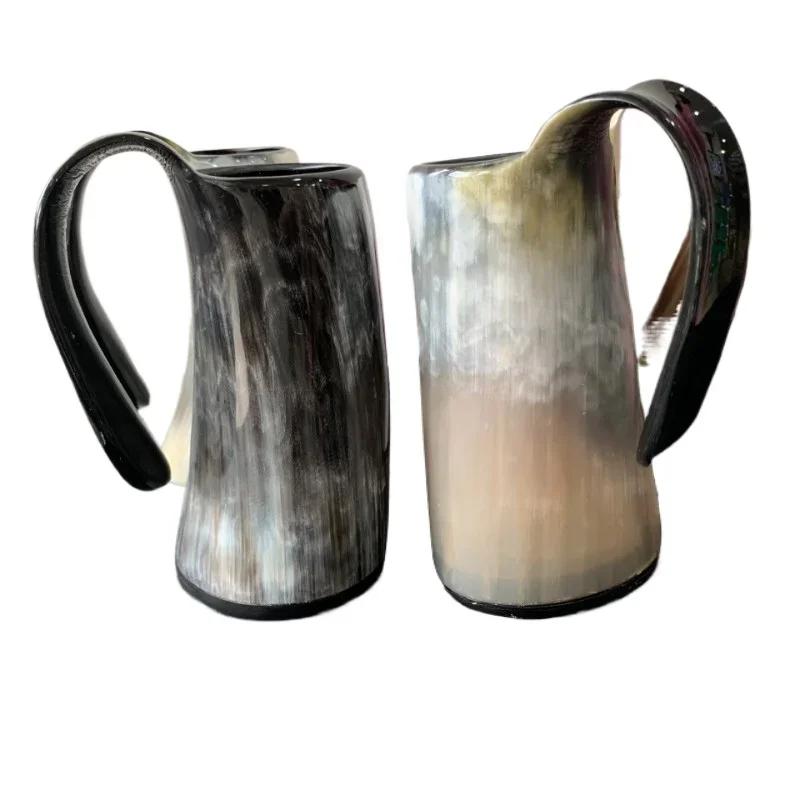 Handicrafts Home Real Viking Drinking Horn Mug with Stand Cups Ale Beer Wine Goblet Chalice Tankard Beaker Vessels