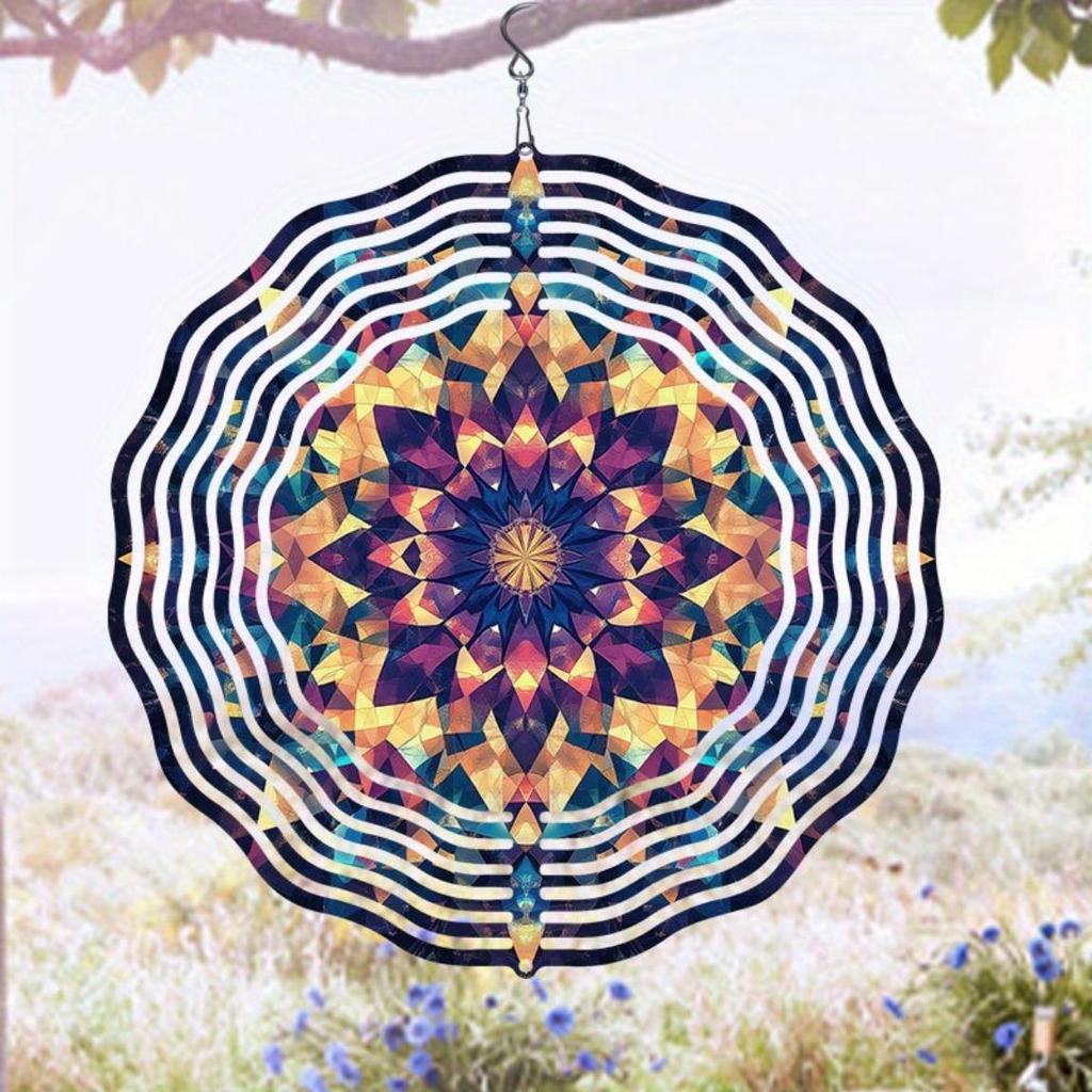 Vibrant Kaleidoscope Wind Chime Outdoor Garden Decor Durable Metal Hanging Art for Yard Party Patio Decoration No Battery Needed 3D Elegant Design