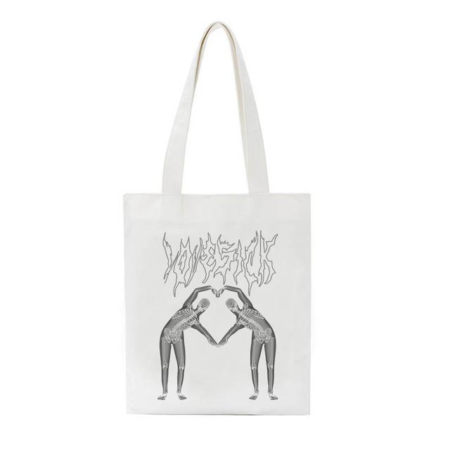 Ложная холщовая сумка с принтом черепа Y2K, готическая холщовая сумка в стиле панк, большая вместительная уличная сумка для покупок, повседневные женские сумки на плечо в стиле Харадзюку