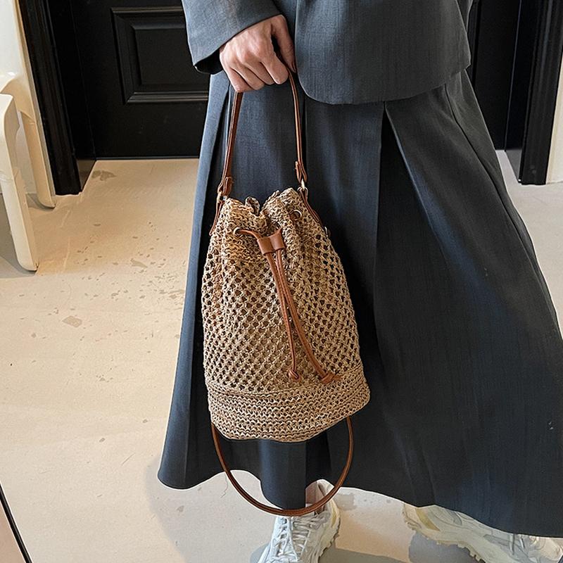 Vintage Summer Women Hand-Woven Rattan Straw Beach Wicker Crossbody Bags Female Handbag Purse Clutch Shopping Bags