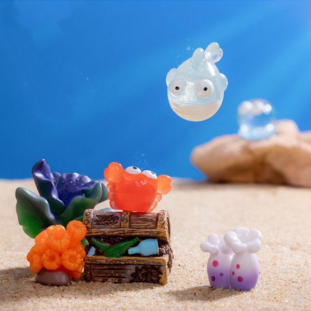 Resin Crafts Marine Animals Fish Ornaments Cute Mini Miniatures Animals Figurines DIY Coral Fish Garden Decorations