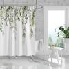1PC Green Sage Plants Pattern Printed Shower Curtain, Waterproof and Washable, with 12 Hooks, Bathroom Shower, Bathtub, Home Use