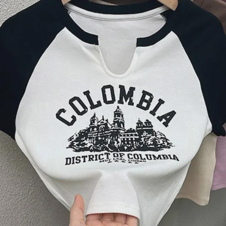 Футболка в стиле ретро American Chic Hong Kong Style Sweetheart с короткими рукавами - женская летняя футболка