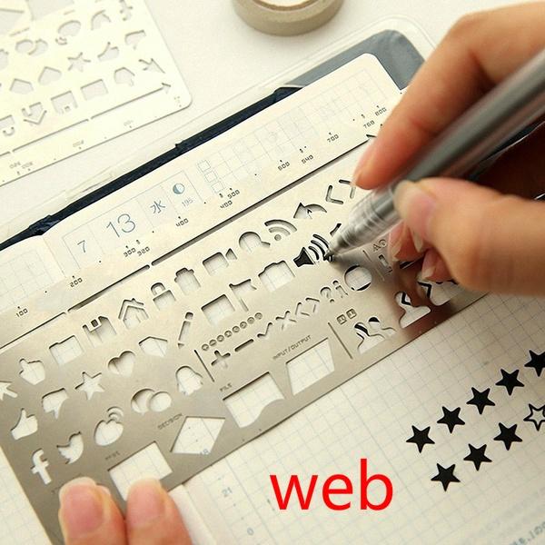 Портативные трафареты из нержавеющей стали, полая линейка, дорожный дневник, блокнот для рисования, инструмент «сделай сам»