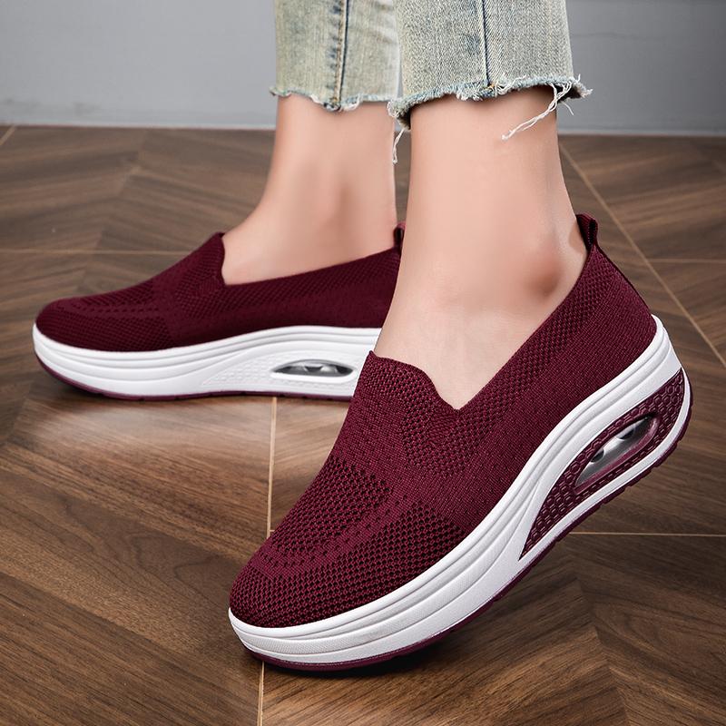 2025 женские летние сетчатые дышащие кроссовки на платформе для пешего туризма, легкие повседневные кроссовки для ленивых, Tenis Deportivos Mujer