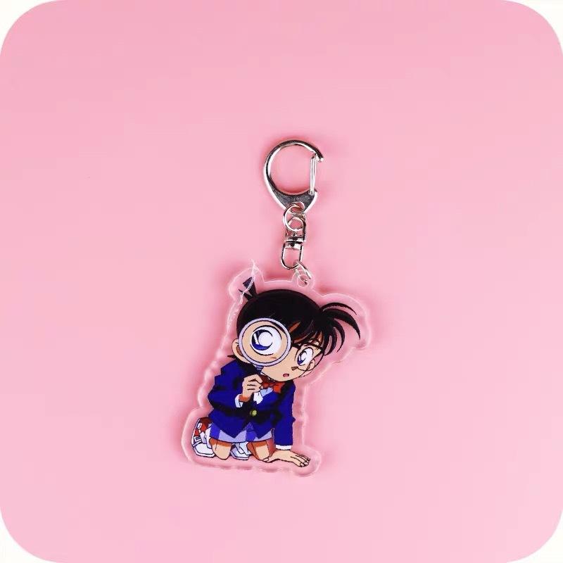 Anime Games Conan Shinichi Cartoon Character Key Rings Acrylic Keychain Metal Decoration Accessory Gift Pendant
