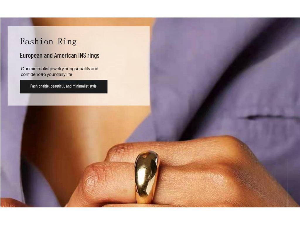 Преувеличенное ретро модное кольцо из титановой стали с гладкой дугой – европейский и американский стиль, женские украшения.