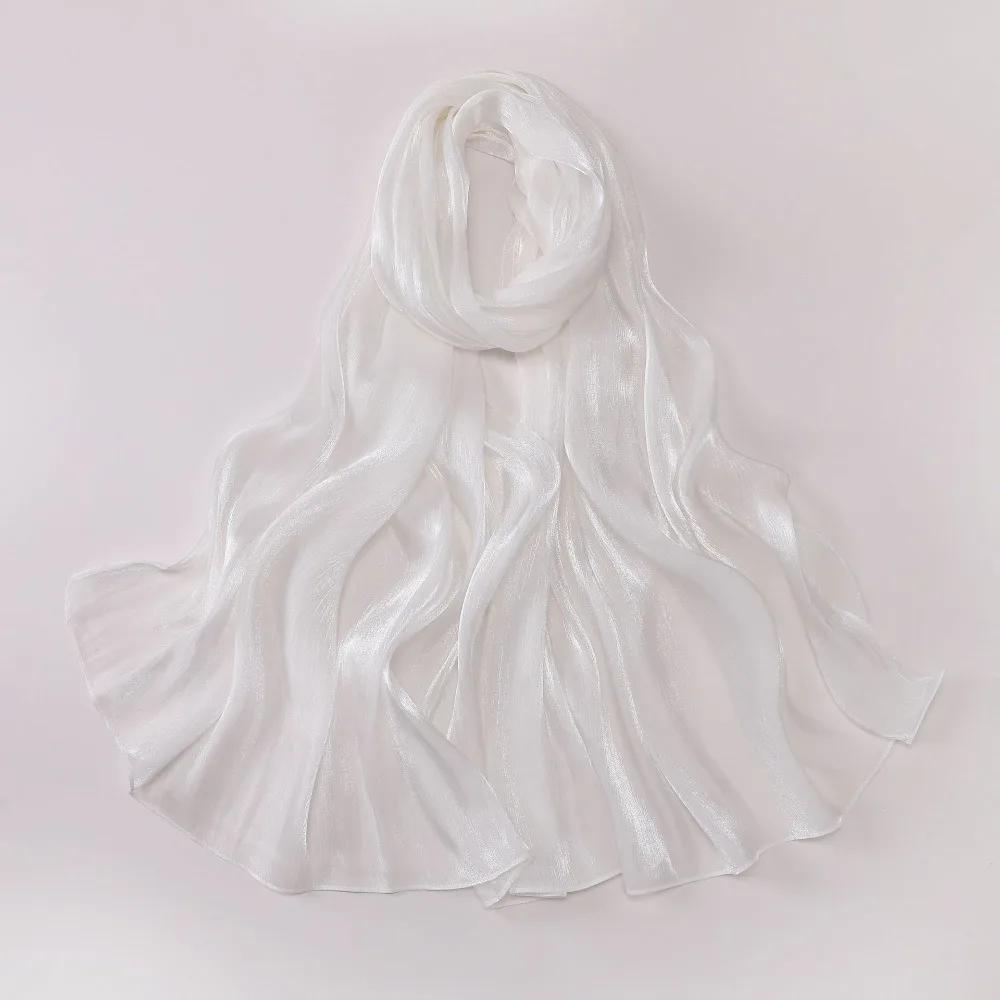 Fashion Solid Color Silk Scarf Chiffon Shining Chiffon Hijab Veil Soft Long Sunscreen shawl Outdoor