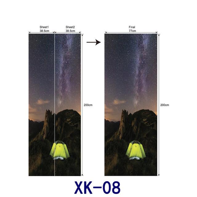 Самоклеящиеся наклейки на дверь, звездное небо, пейзаж, обои, художественные фрески, декор для двери, спальни, детской комнаты, плакат, пилка и палка