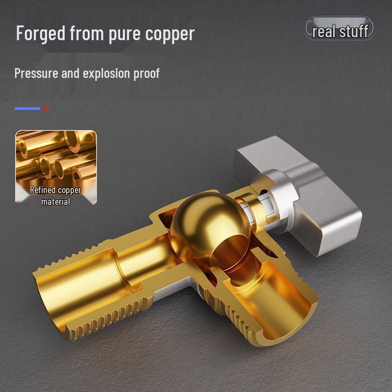 All-Copper Large Flow Angle Ball Valve for Hot/Cold Water & Gas Heaters, 4-Point Switch