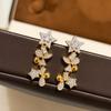 New Vintage 100% Pure 925 Sterling Silve Rearrings Shining Stars Ear Stud For Women 18k Gold Plated Luxury Fine Jewelry