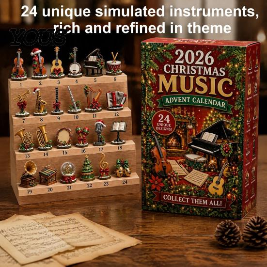 Unique Holiday Souvenir Christmas Music Advent Calendar 2026, 24 Mini Musical Instrument Theme Ornaments Countdown Calendar, Musician Gift for Lovers
