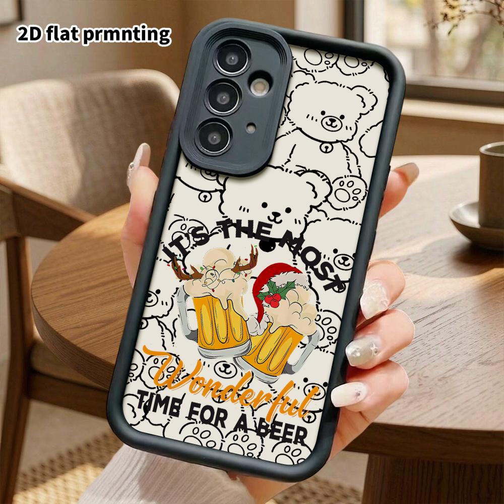 Phone Case: 2D Flat Samsung Galaxy A34 A35 M05 M06 S20 S22 S21 FE Plus 5G Protective Case, Beer Christmas, Christmas and Halloween Gifts