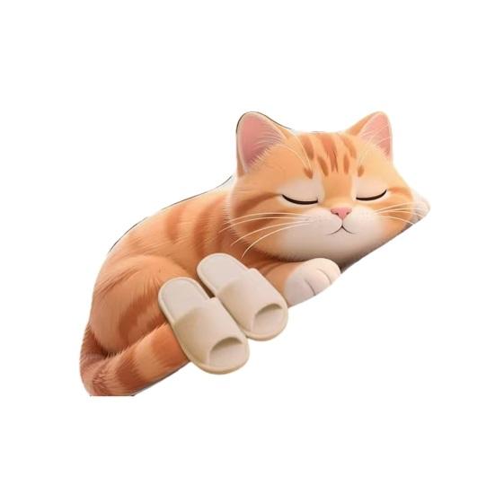 Floor Mat 3D Cartoon Cat Pattern Rug Non-Slip Backing Easy Maintenance Living Room Rug