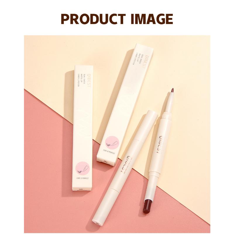 QIBEST Rotating Dual Tip Lipstick Lip Liner Matte Nourishing Matte Non-Fading Non-Stick Single Lipstick Makeup