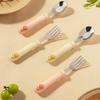 Self Feeding Baby Fork and Spoon Set 316 Stainless Steel Child Tableware  Training Eating