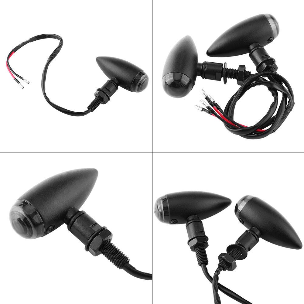 2pcs Motorcycle Bullet Amber Turn Signals Indicator Lighting Lamp Black