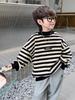 Fairy Tale Memory 2025 Boys' Striped Fleece-Lined Sweatshirt - Autumn/Winter Base Layer